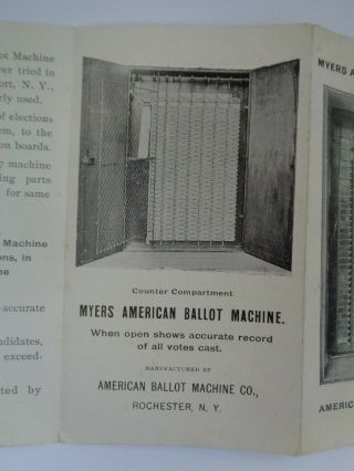American Ballot Machine Co.  Vote Foldout Brochure Rochester N.  Y.  1800 ' s Rare 8