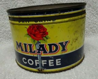 Milady Coffee Red Rose Yellow Background Black Band Metal Round Tin 2