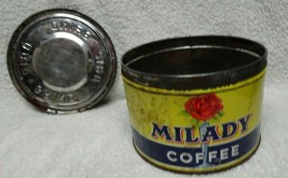 Milady Coffee Red Rose Yellow Background Black Band Metal Round Tin 3