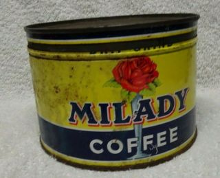 Milady Coffee Red Rose Yellow Background Black Band Metal Round Tin 5