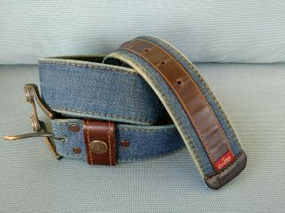 Vintage Denim Belt Made with Levi Strauss BIG E Red Tab Jeans Pants Very UNIQUE 4
