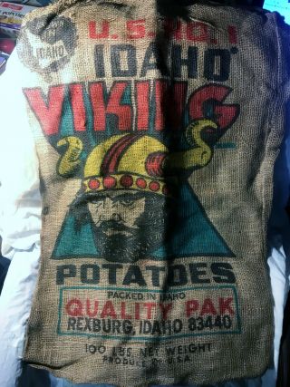 Vintage Viking Brand 100 Pound Idaho Burlap Potato Sack