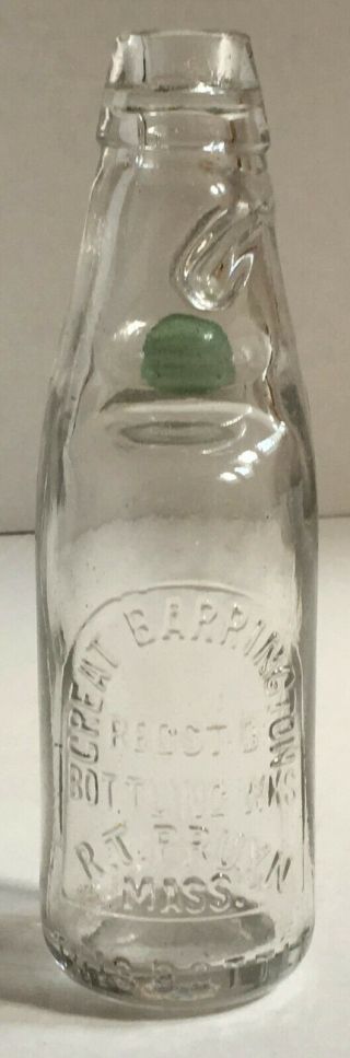 Antique Rare American Codd Soda Bottle Gt Barrington Ma N Marble Hd Blown