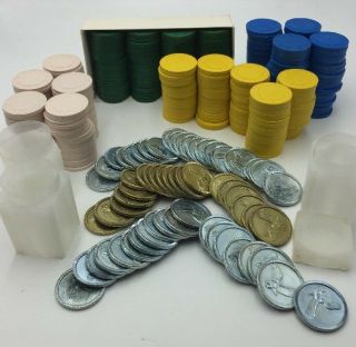 460 Vintage Lazy Spade Clay Chips 8.  5 Gram Poker Chip 60 Are Metal 15gm