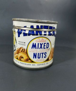 Vintage Planters Salted Mixed Nuts Collectable Tin Can 4 Oz.  - 1944 Wartime Era