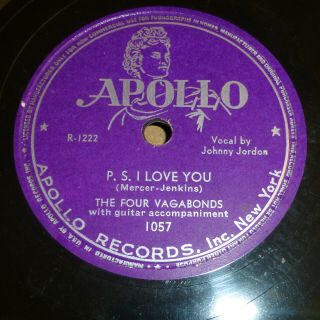 Four Vagabonds Doo - Wop 78 P.  S I Love You Apollo In Vg,  Cond.  Freckle Song Rj 521