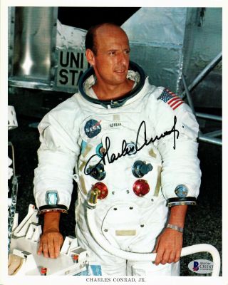 Charles Conrad Jr Signed 8x10 Photograph Bas C81163 Apollo 12 Gemini 5 Gemini 11