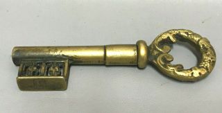 Antique Fk Franz Kellner German Solid Brass Key Corkscrew Bottle Opener Marked