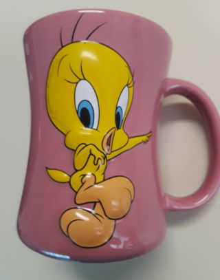 Looney Tunes 3d Tweety Bird Pink Coffee Mug Cup Xpres 2005