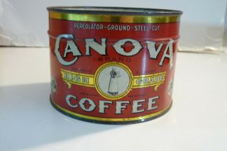 Canova 1 Kw Coffee Tin.  Look Tin.  Tennessee Tin