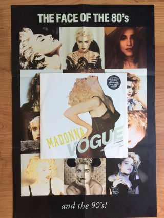 Madonna - Vogue - U.  K 2 Track 12” Vinyl Includes ‘face Of The 80’s’ Poster