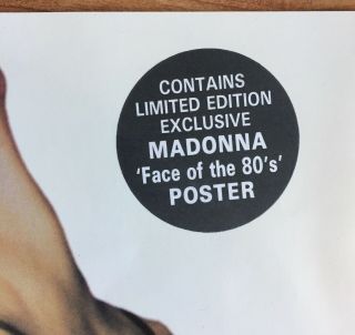 Madonna - Vogue - U.  K 2 Track 12” Vinyl Includes ‘Face Of The 80’s’ Poster 3