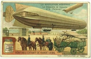 Liebig Meat Extract Zepplin Dirigible Aviation Navigation Series French Card