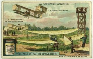 Liebig Meat Extract Conquest Air Biplane 3 Planes Aviation Series French Card