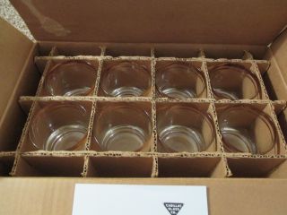 8 Vintage Clear W/ Gold Bands Cadillac Glass 50th Anniversary Rocks Glasses