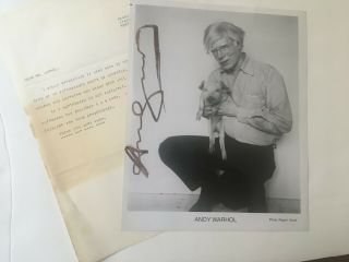 Andy Warhol Autographed Photo And Letter