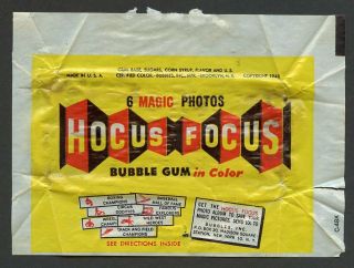 Hocus Focus 6 Pack Bubble Gum Wrapper W Instruction Card,  Bubbles Inc.  ©1948