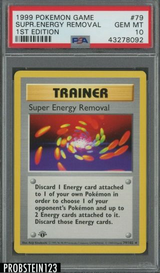 1999 Pokemon Game 1st Edition 79 Energy Removal Psa 10 Gem Mt