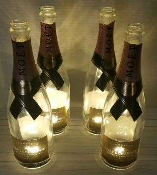 7 X Moet Chandon Rose Champagne Led Light Up Bottles 750ml,  2 Dp Rose Empty