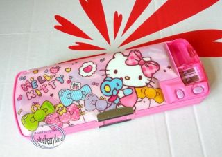 Sanrio Hello Kitty Multi Functional 2 Sided Holder Pencil Pen Case Box Sharpener