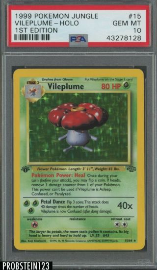 1999 Pokemon Jungle 1st Edition 15 Vileplume Holo Psa 10 Gem