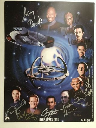 Deep Space Nine Cast Signed Autograph Star Trek 16 X 12 Avery Brooks 10 Total
