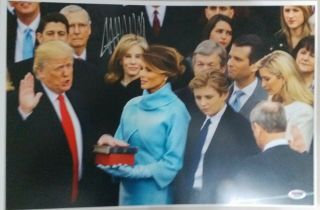 Authentic President Donald Trump Signed 14 " X 20 " Inaugural Photo Psa/coa