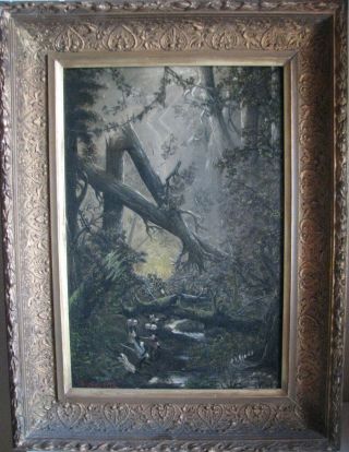 19th Century African Congo Rainforest Painting By Joseph Hopfenzitz
