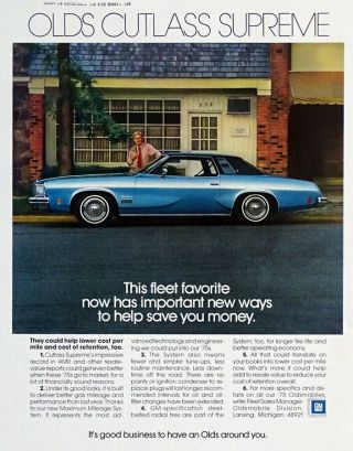 1975 Cutlass Supreme Vintage Gm Oldsmobile Dealer Showroom Ad Proof Poster Sign