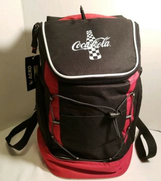Nwt Coca Cola Insulated Backpack Canvas Bag Dual Opening Cooler Black Red Coke