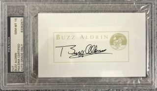Buzz Aldrin Apollo 11 Nasa Signed Psa/dna Gem 10 Encapsulated Book Plate