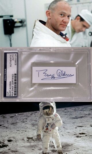 Buzz Aldrin Apollo 11 Signed Autograph Cut Psa/dna
