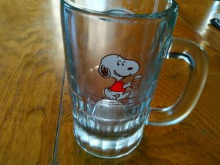 Vintage A&w Root Beer Peanuts Snoopy Glass Mug 6 "