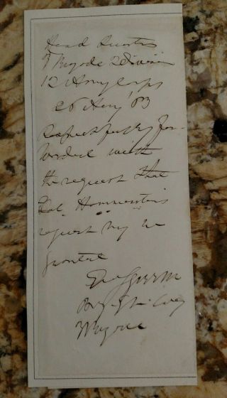 Gettysburg Culps Hill General George Sears Greene - War Date Letter - Autograph