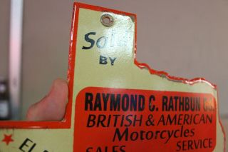 MOTORCYCLE SALES SERVICE TEXAS PORCELAIN METAL SIGN RAYMOND BRITISH AMERICAN 66 2