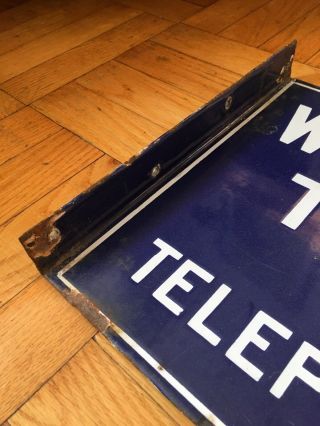 Weatern Union Telegrams May Be Telephoned From Here Double Sided Porcelain Sign 3
