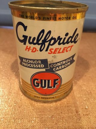 Gulfpride Antique Motor Oil Advertising Tin Can Vintage