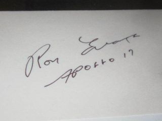 Ronald Ron Evans Autographed 3x5 Card NASA Space Astronaut Apollo 17 JSA 3