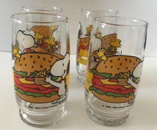 Set Of 4,  1958 & 1965 Snoopy Mcdonalds Glasses,