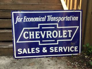 Large Double Sided Chevrolet Porcelain Sign