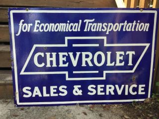 Large Double Sided Chevrolet Porcelain Sign 2