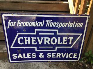 Large Double Sided Chevrolet Porcelain Sign 5