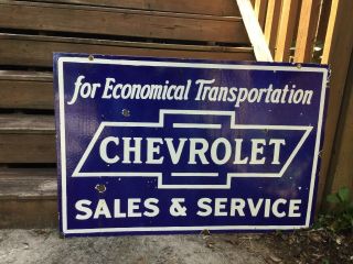 Large Double Sided Chevrolet Porcelain Sign 6