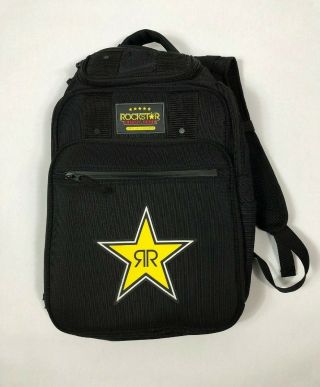 Rockstar Energy Drink Black Backpack Book Bag Multi Pocketed Sturdy