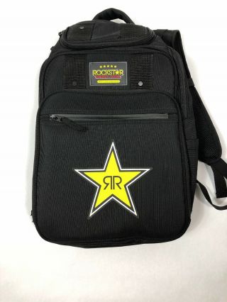 Rockstar Energy Drink Black Backpack Book Bag Multi Pocketed Sturdy 3