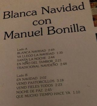 Blanca Navidad Con Manuel Bonilla LP Vinyl Record Rare LATIN 3