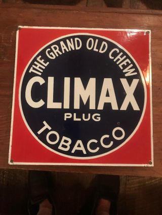 Old Heavy Porcelain Not Tin Climax Tobacco Sign Cigar Not Fake