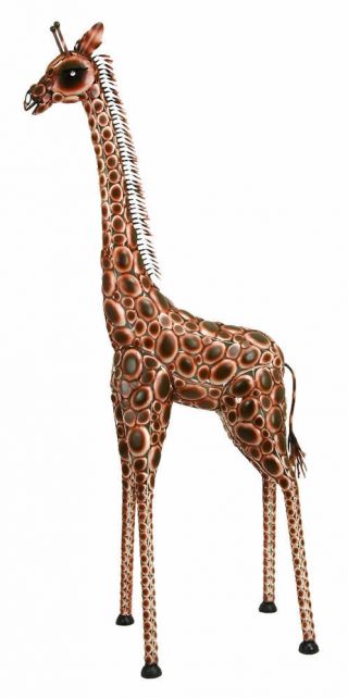 Tall Giraffe Metal Statue Sculpture In Brown 91 " H 42 " W