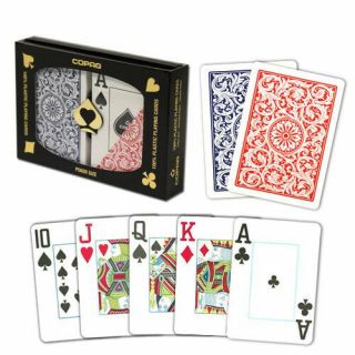 1 Dozen Red Blue Copag 100 Plastic Playing Cards Poker Jumbo Bulk