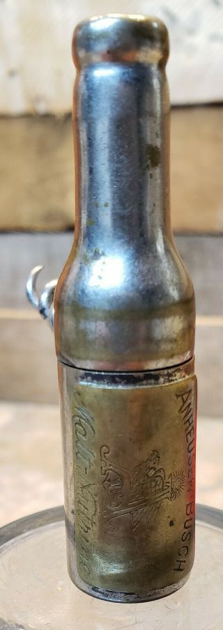 Antique Brass Anheuser Busch Bottle Shaped Corkscrew Williamson Co Newark Nj